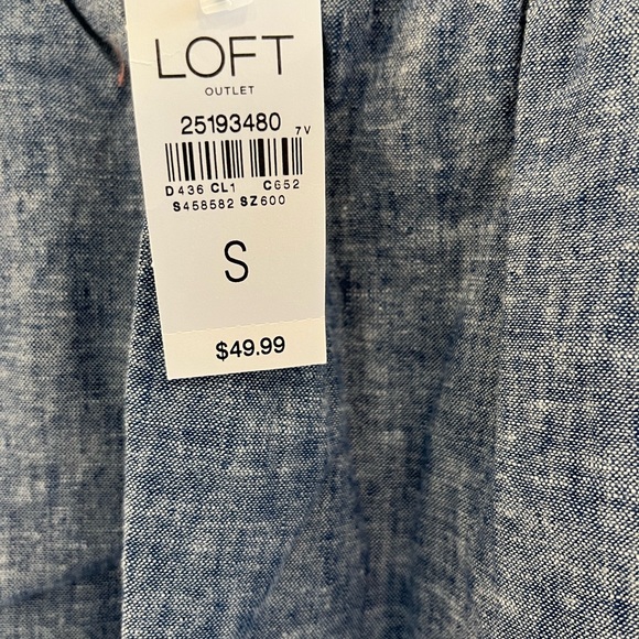 Loft NWT Chambray small skirt flat front a-line with pockets elasticized waist - Picture 3 of 7